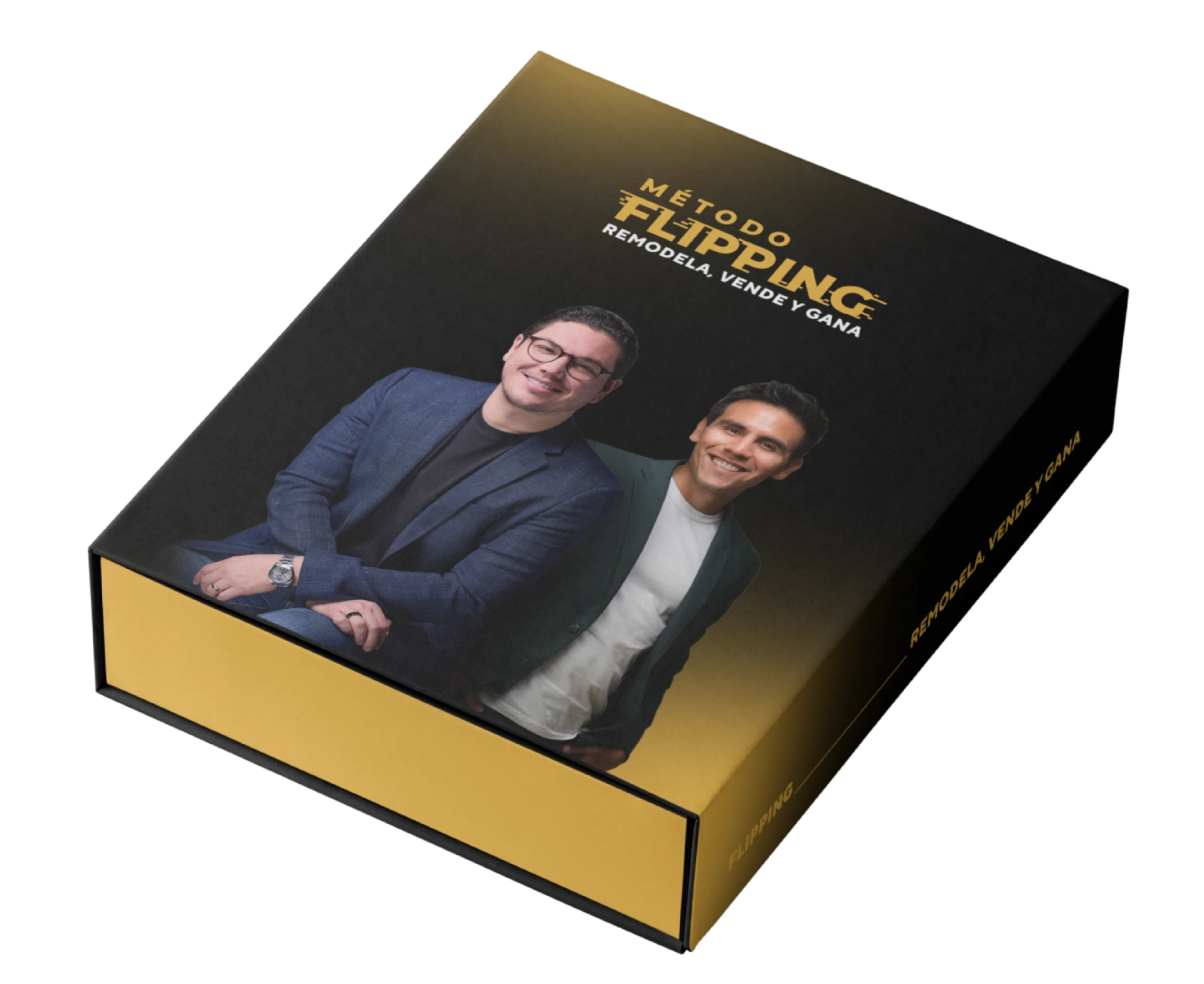 Caja física del Método Flipping — Remodela, vende y gana, con Brando Angulo y Alonso Arteaga
